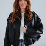 RIANNE DARK BLUE LEATHER JACKET