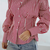 SWEETHEART RED/WHITE STRIPED BLOUSE