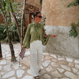 MARIPOSA ECRU CROCHET PANTS