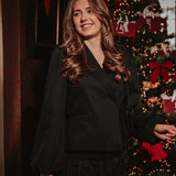 DELLA-RAE BLACK WRAP BLAZER