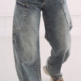 BLUE CARGO BALLOON JEANS A5217