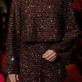 SANTA'S FAVORITE BROWN SEQUIN SHORT