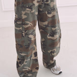 KHAKI ARMY CARGO BALLOON PANTS 12259