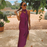 ALEGRANZA MAGENTA SATIN DRESS