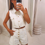 HEIDI ECRU DENIM TWO-PIECE SET