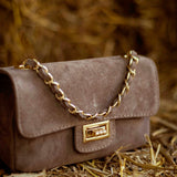 MARSHAL TAUPE SUEDE BAG