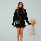 MIRELLA BLACK SATIN DRESS