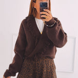 NINA BROWN FRINGE PULLOVER