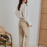 LYNN ECRU V-NECK BLOUSE