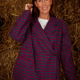 HELLO NOVEMBER DARK BLUE/RED CHECKERED BLAZER