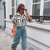 PIPPA KHAKI/WHITE STRIPED BLOUSE