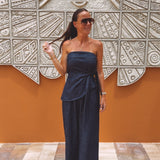 CHIRINGUITO DARK BLUE DENIM TWO-PIECE SET