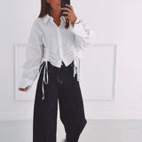 DARK BLUE STRIPED BALLOON JEANS 9316