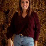 ELARA BURGUNDY KNIT SWEATER