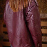 VESTE EN CUIR BORDEAUX PAULA