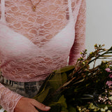 LIVIA PINK LACE LONGSLEEVE TOP