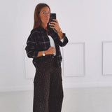 NADIA BROWN RHINESTONE CARGO BALLOON PANTS