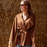 BRONCO BROWN SUEDE FLOWER JACKET