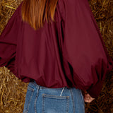 PRUDENCE BURGUNDY BUTTON BLOUSE