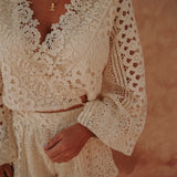 RAFIQ ECRU CROCHET BLOUSE