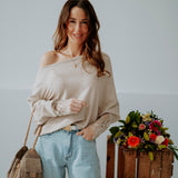 PRE-ORDER BRIA BEIGE LACE SWEATER