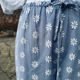 NAVARRA BLUE CHECKERED FLOWER PANTS