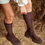 BONNIE BROWN VELOUR BOOTS