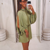 XENIA OLIVE GREEN DRESS
