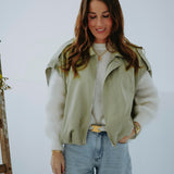 JOHANNA KHAKI SLEEVELESS JACKET