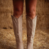 AMOS BEIGE COWBOY SUEDE BOOTS