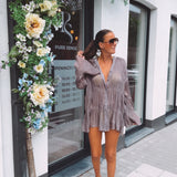 OAXACA TAUPE BEACH BLOUSE DRESS
