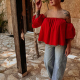 HOLA RED OFF SHOULDER TOP