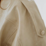 EVELYNE BEIGE SHINY LEATHER JACKET