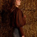 PRUDENCE BROWN BUTTON BLOUSE