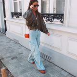 BLUE CARGO BALLOON JEANS W3962