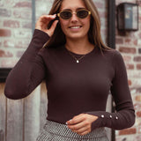 PENELOPE BROWN RIBBED LONGSLEEVE SHIRT