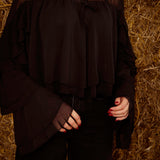 GINEVRA BLACK RUFFLE BLOUSE