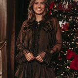 AFTERPARTY BROWN RUFFLE DRESS