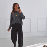 ESTER GREY CUT-OUT PULLOVER