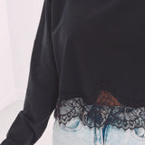 INEZ BLACK LONGSLEEVE SHIRT WITH LACE