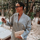 RESOLANA BEIGE CHECKERED BLAZER