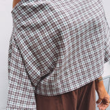 CORALIE BROWN CHECKERED BLOUSE