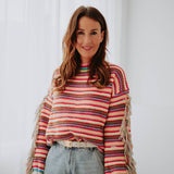 RAINBOW STRIPED MULTICOLOR KNIT SWEATER