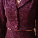 DELANEY BURGUNDY CROPPED BUTTON BLAZER