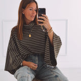 ANYA KHAKI STRIPED SWEATER