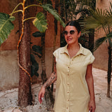 CALIENTE YELLOW DENIM DRESS