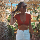 ROQUETAS RED CROPPED T-SHIRT