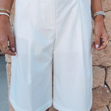 OROPESA ECRU LINEN BERMUDA SHORT
