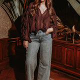 JUBILA BROWN RUFFLE BLOUSE