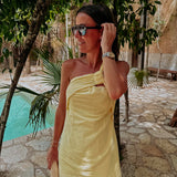 BESAME YELLOW ONE SHOULDER DRESS